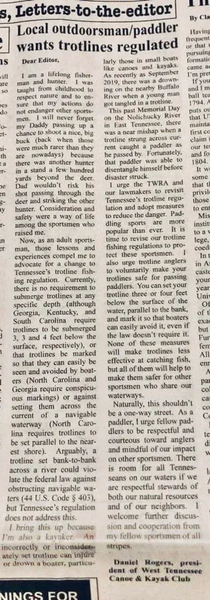 A newspaper article about letters to the editor