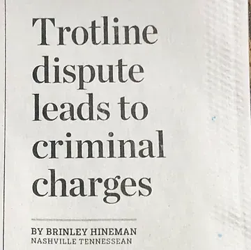 A newspaper article about trotline dispute leads to criminal charges