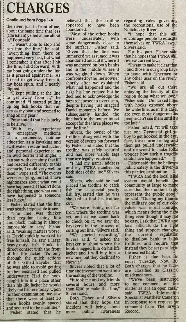 A newspaper article with the word charges on it