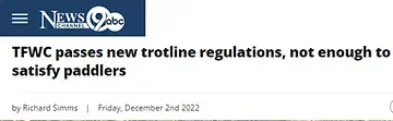 Tfwc passes new trotline regulations , not enough to satisfy paddlers