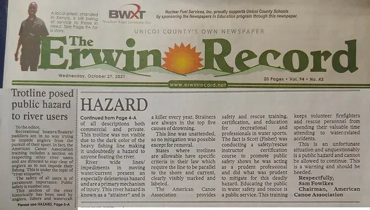 The front page of the erwin record newspaper