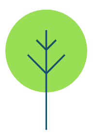 A green circle with a tree in the middle of it.