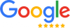 Google logo with five yellow stars underneath