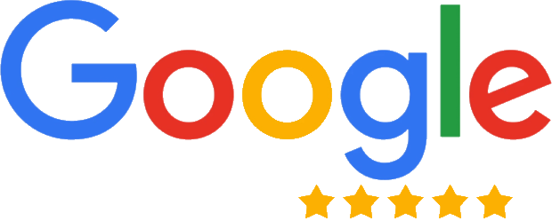 Google logo with five yellow stars underneath