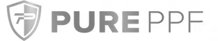 PURE PPF logo with a gray shield icon and bold gray text on a light background