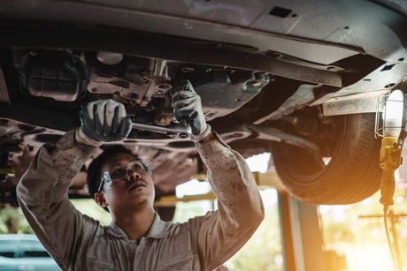 Technician Automotive Checking Car In The Garage — Algonac, MI — Clate's Performance Inc.