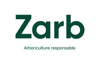 Le logo de zarb arboriculture responsable est vert et blanc.