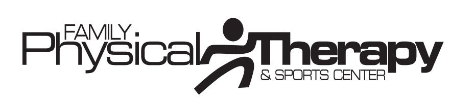 Family Physical Therapy & Sports Center logo with stylized black text and a running figure on white background