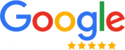 Google logo with five gold stars underneath
