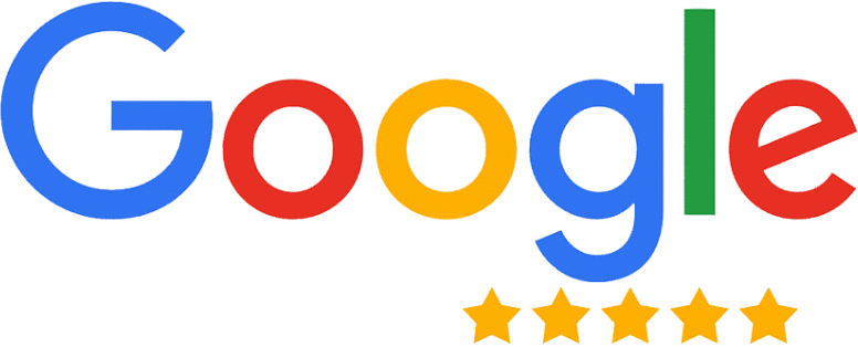 Google logo with five gold stars beneath it