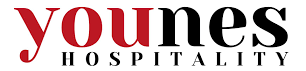 Yoemes Hospitality logo in red and black text on a white background