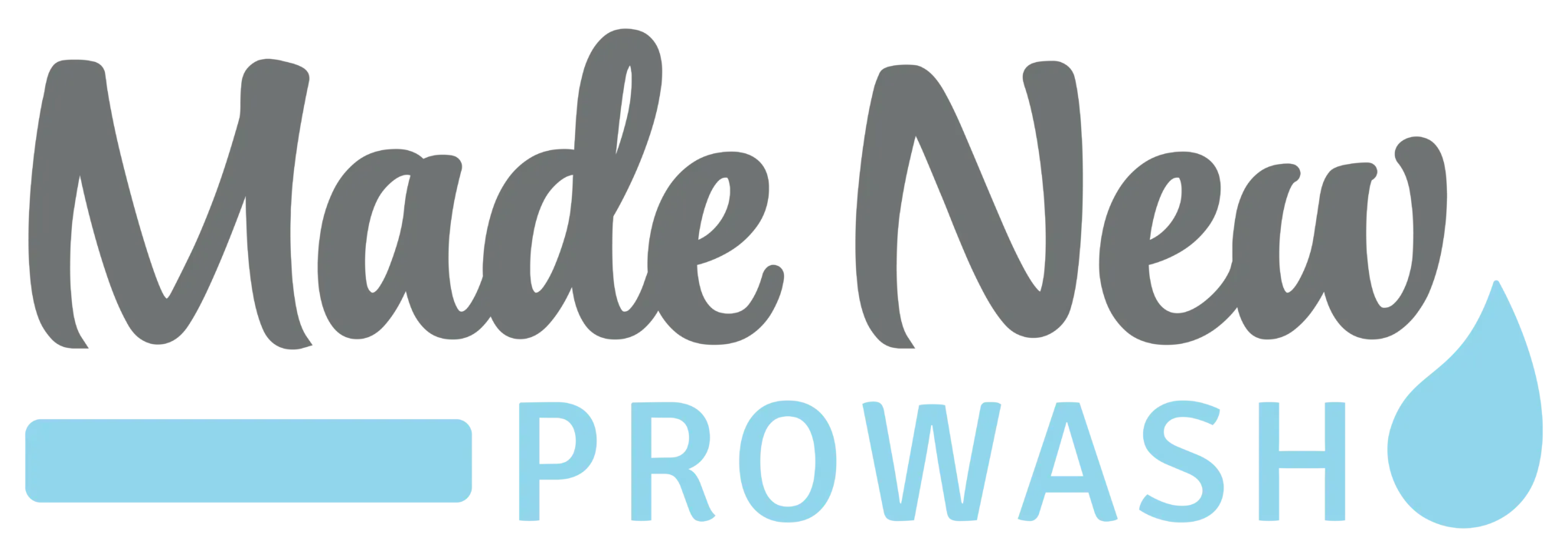 Made New ProWash logo in gray and blue with a water droplet icon