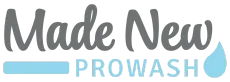 Made New ProWash logo in gray and blue with a water droplet icon