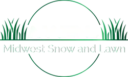 Midwest Snow and Lawn logo with green grass and a circular outline on white background