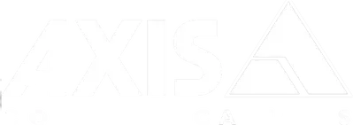 White AXIS Communications logo for security solutions provided by Specialized Communications Solutions
