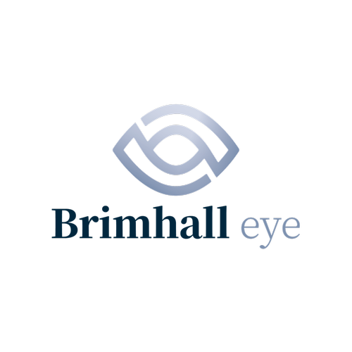 Logo: Brimhall eye, modern eye icon in shades of blue. Text: Brimhall eye.