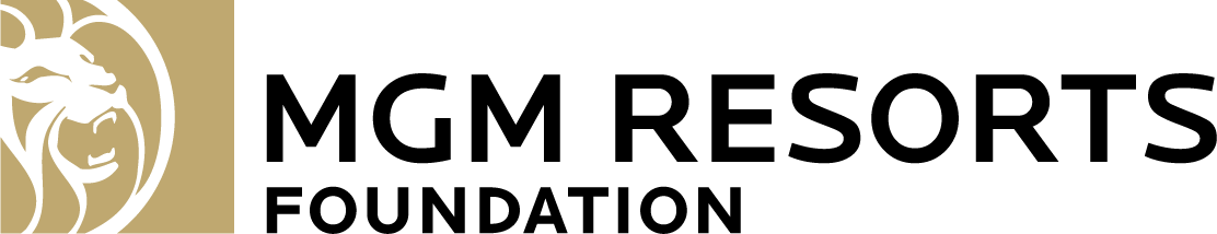 MGM Resorts Foundation logo with gold emblem and black text on a white background