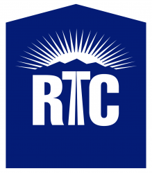 Blue logo with white 