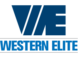Western Elite logo: Blue stylized 
