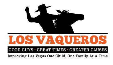 Los Vaqueros logo with black cowboy silhouette and orange text: “Good Guys • Great Times • Greater Causes”