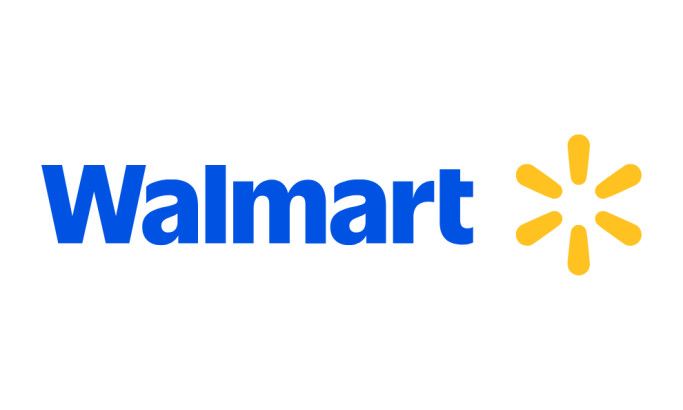 Walmart logo with blue text and yellow spark symbol