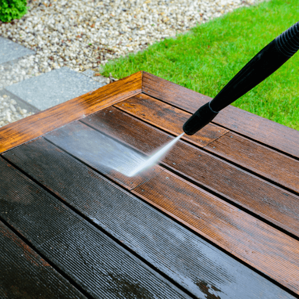 Photo of power washing deck