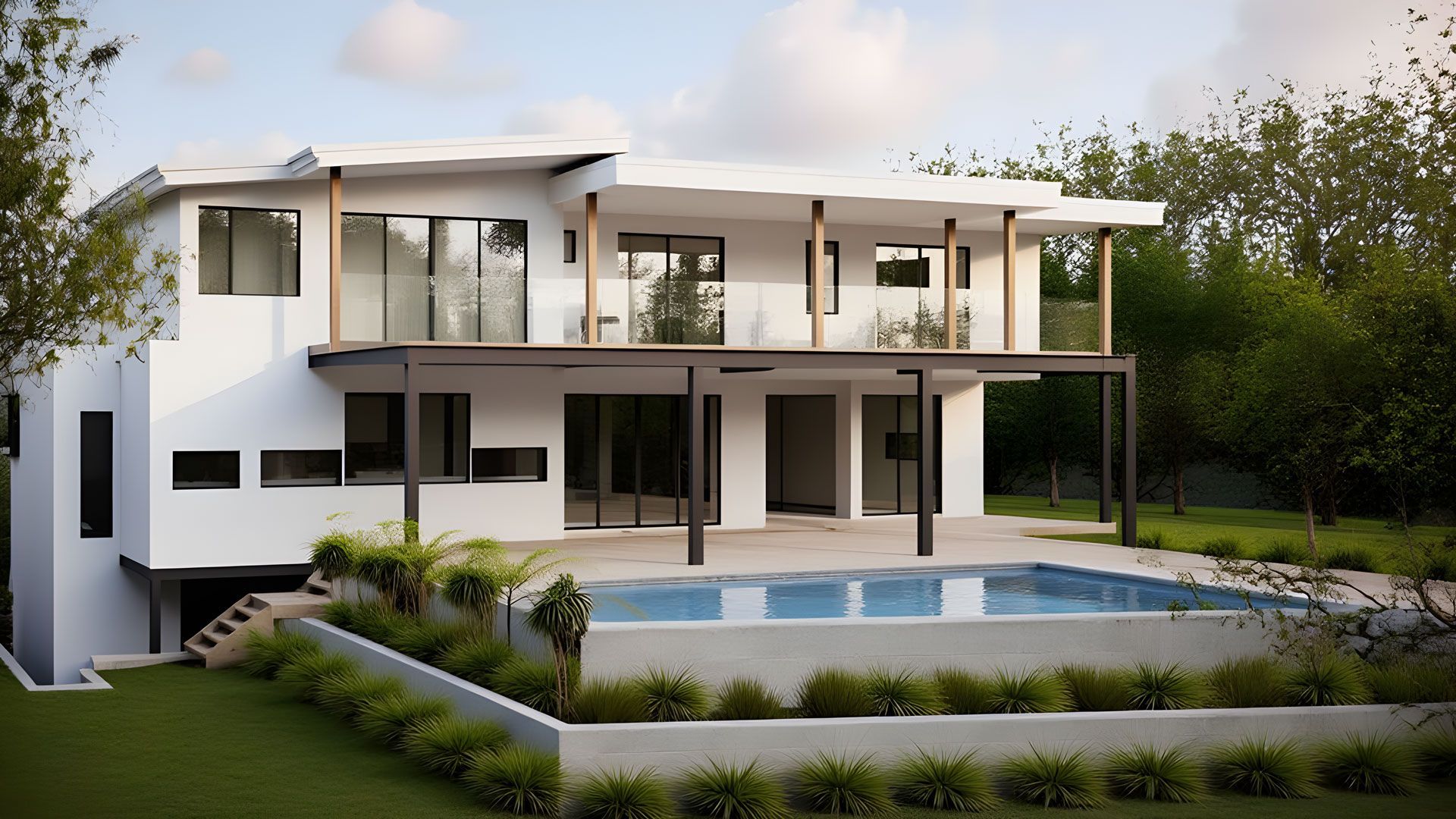 Modern white house with a pool and covered patio  — Make The Mark Building Services in Illawarra, NSW