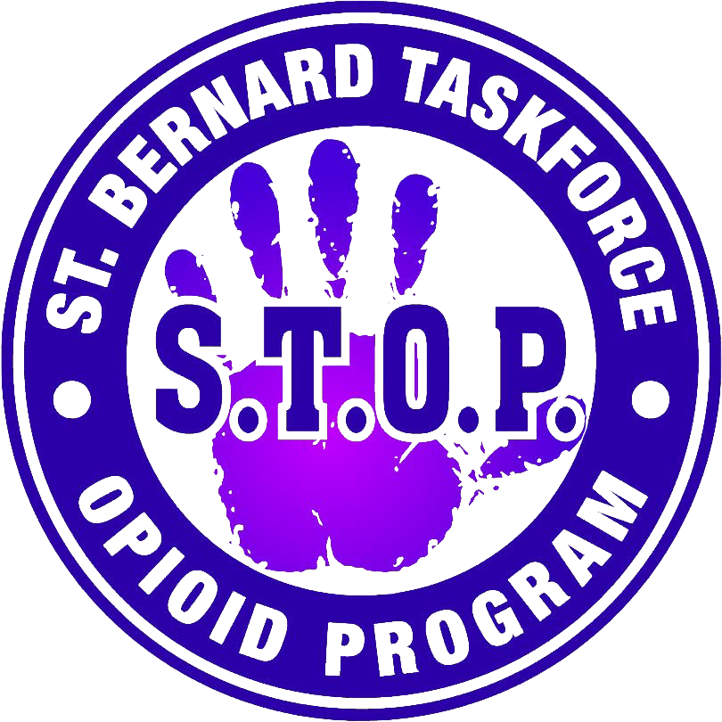St. Bernard Taskforce Opioid Program logo. Purple hand in a circle with