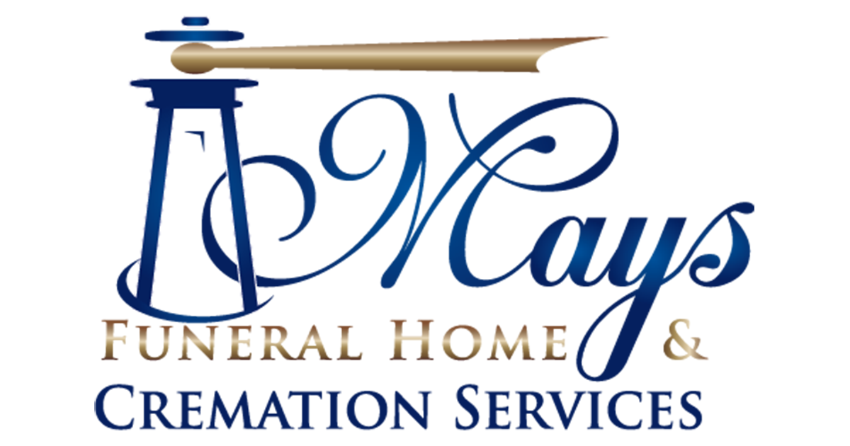Fays Funeral Home & Cremation Services logo in blue and gold with a decorative candle and script text
