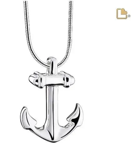 Silver anchor pendant necklace on a chain