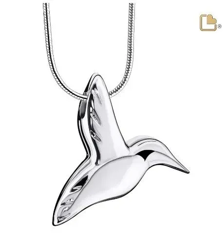Silver whale-tail pendant necklace on a chain