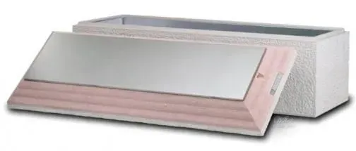 Angled white and pink laptop cooling stand with a built-in fan on a white background