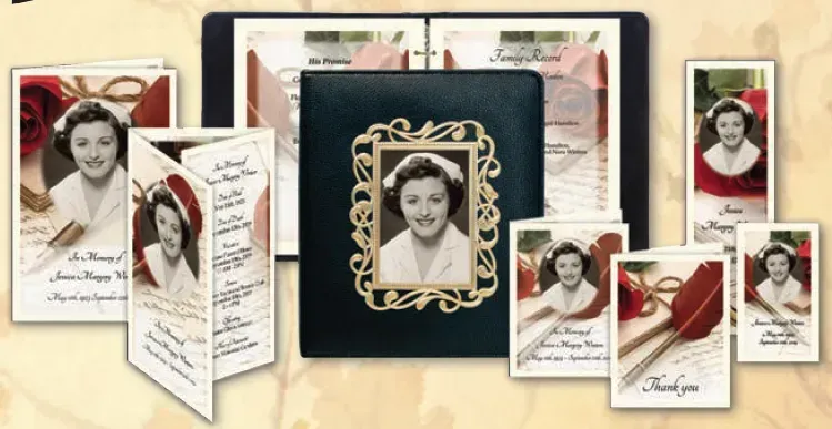 A collage of ornate vintage photo cards and a dark photo album with black-and-white portrait accents.