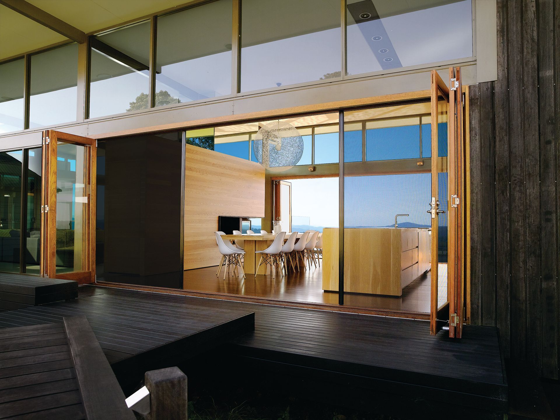 A house with a lot of windows and doors