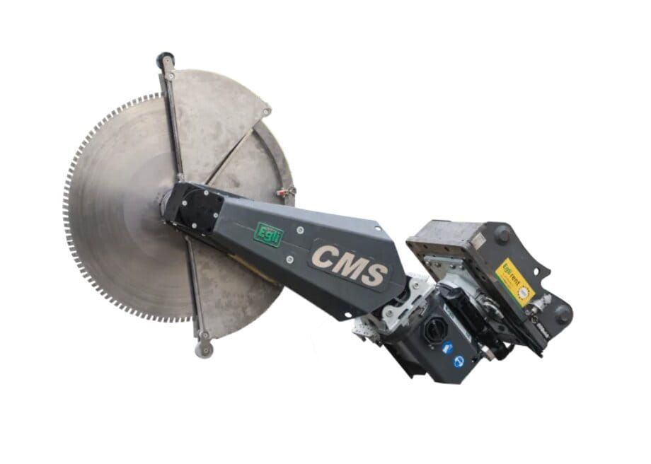 Egli CMS excavator saw attachment for concrete, steel and rock cutting