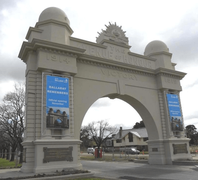 Banner Supports - Arch of Victory Ballarat - Harrybilt Engineering