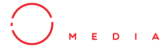 Red circle with a gap on top left, followed by the word 