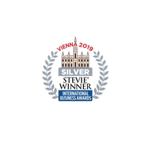 Silver Stevie Winner logo from the International Business Awards, 2019 in Vienna. 