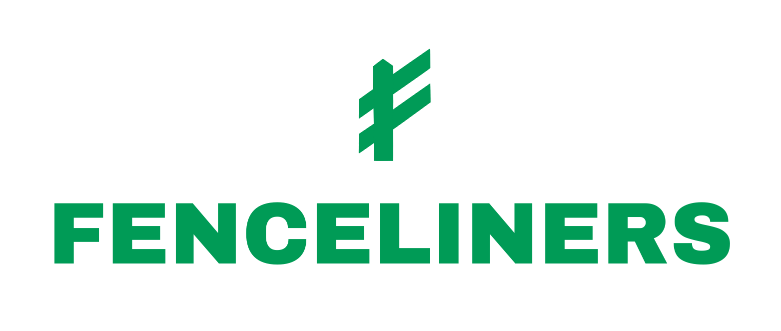 Fenceliners A green and white logo for fenceliners with a green f on a white background.