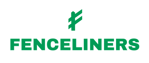 Fenceliners A green and white logo for fenceliners with a green f on a white background.