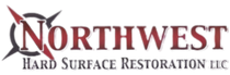 Northwest Hard Surface Restoration LLC logo with maroon lettering and a stylized roof icon