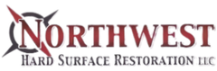Northwest Hard Surface Restoration LLC logo with maroon lettering and a stylized roof icon
