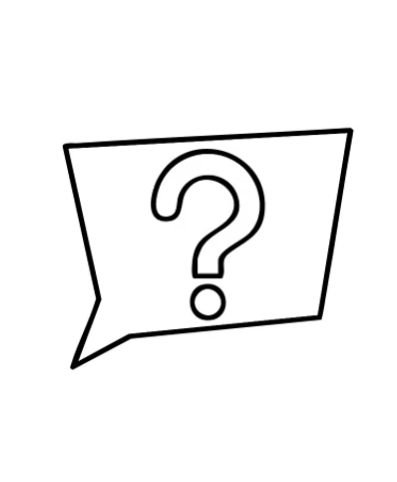 Outlined speech bubble with a question mark inside