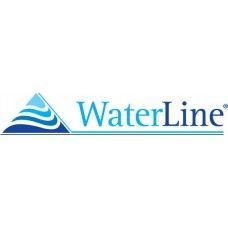 Il logo della linea di galleggiamento è un logo blu e bianco con una barca sopra.