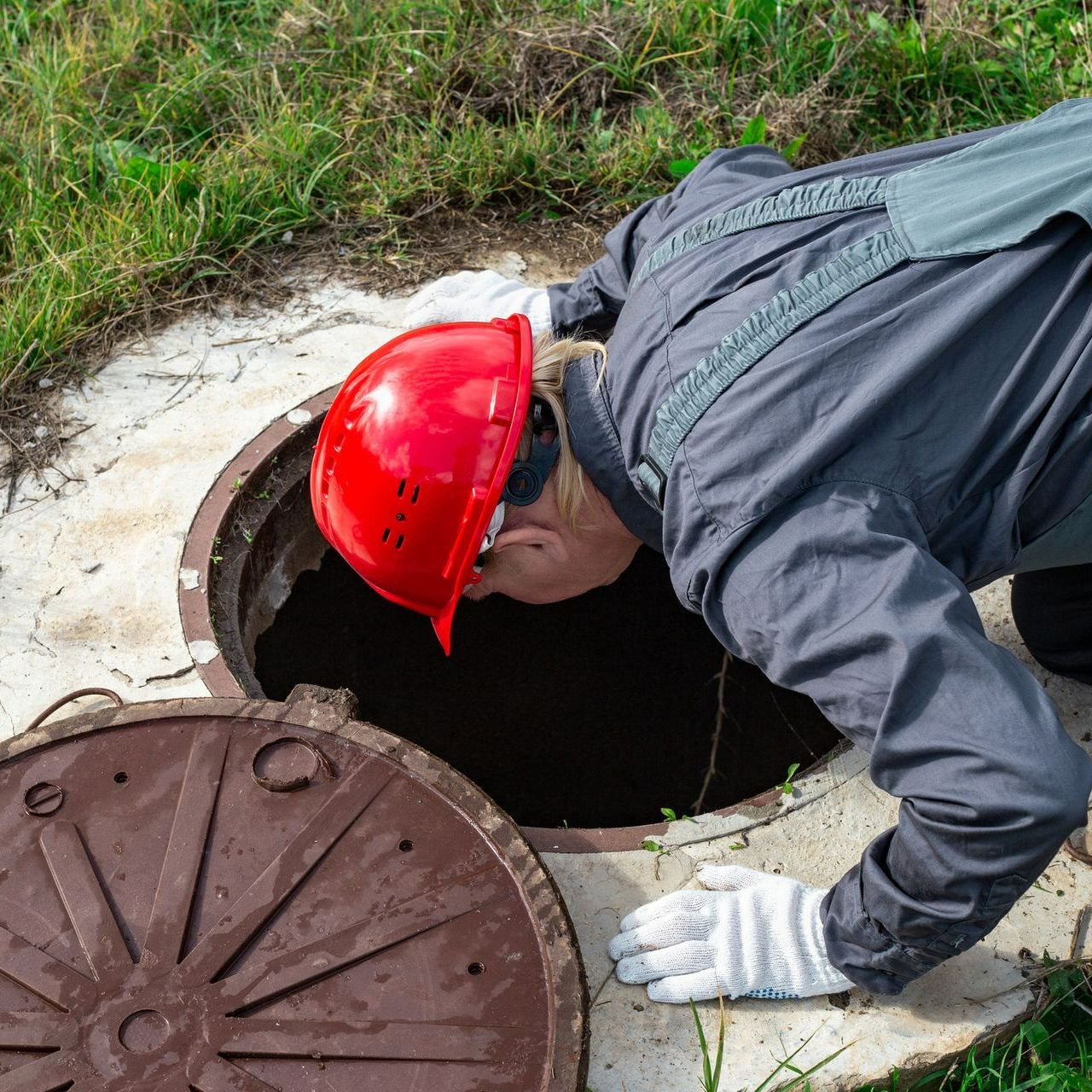 Man Inspecting Septic - Sumter, SC - T & N Septic Tank Co. Man Inspecting Septic - Sumter, SC - T & N Septic Tank Co.