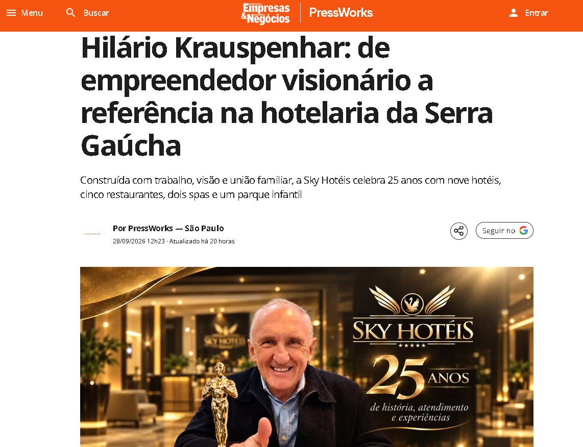 Hilário Krauspenhar destaque na Pequenas Empresas & Grandes Negócios.
