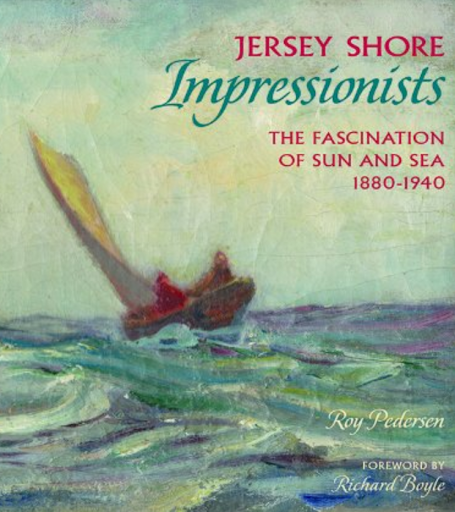 Book cover: Jersey Shore Impressionists, painting of a sailboat on the sea.