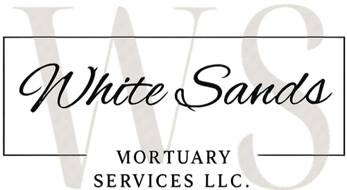 White Sands Mortuary Services LLC logo with cursive text over a faint W S background