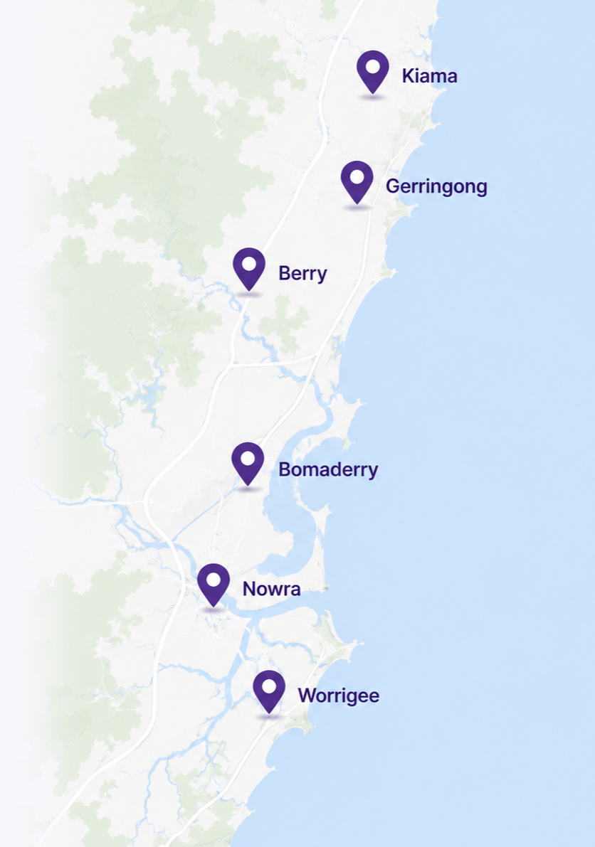 map representing Elleisha's Property Services and Support (EPSS) service areas in Wollongong