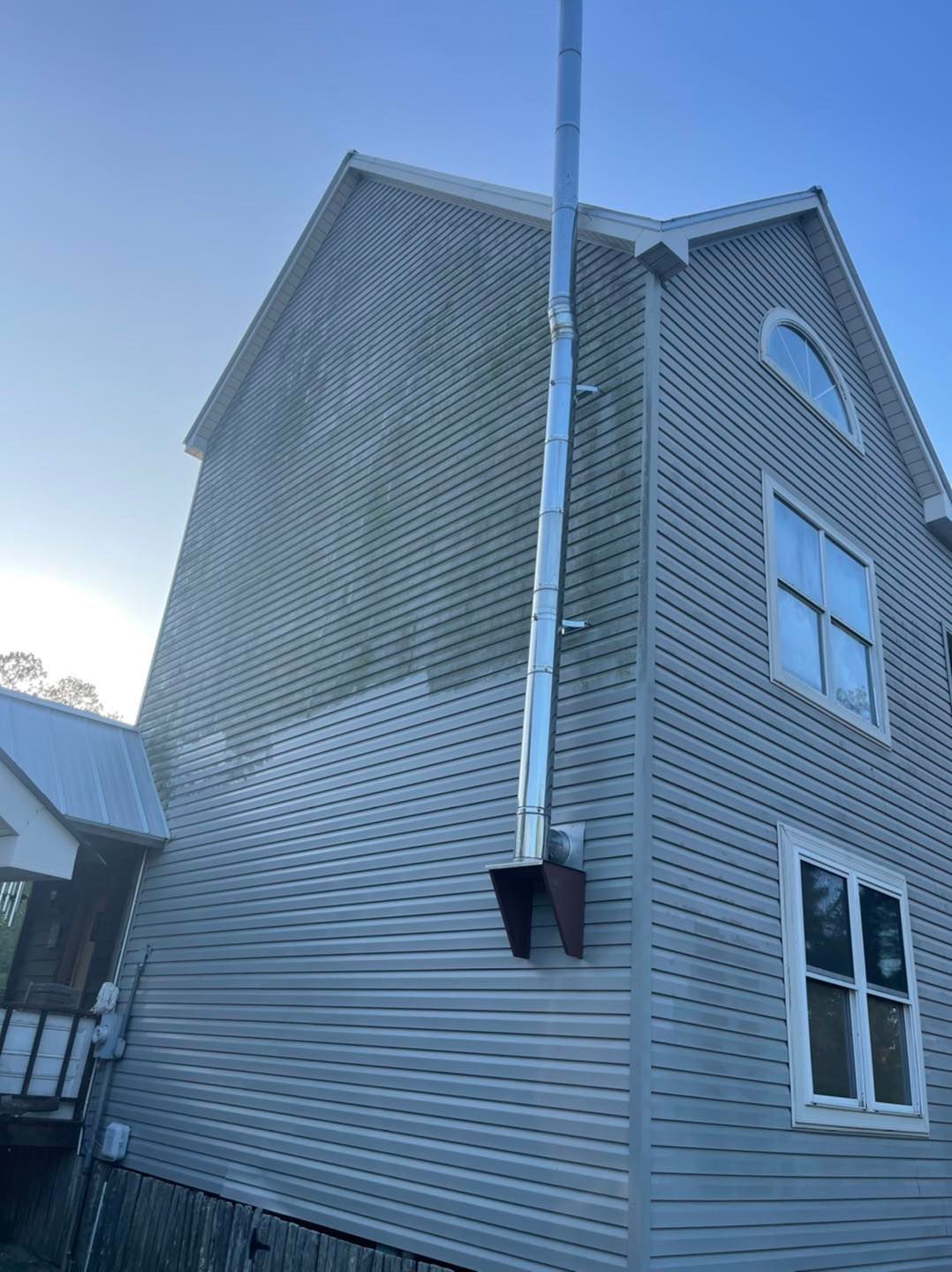 Pressure washing a deck